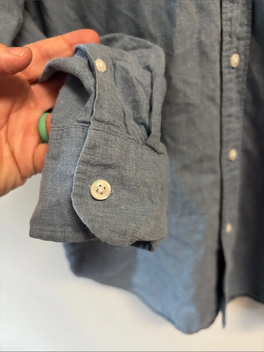 J. Crew Faded Blue Button-Down sz L slim fit cotton linen blend Shirt EUC